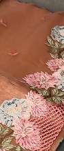 Organza Saree - salmon peach shade Search code 4210
